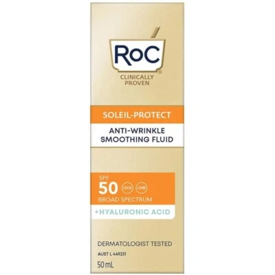 RoC Soleil-Protect Anti-Wrinkle Smoothing Fluid SPF50+ Hyaluronic Acid BRAND NEW - Image 1 of 4