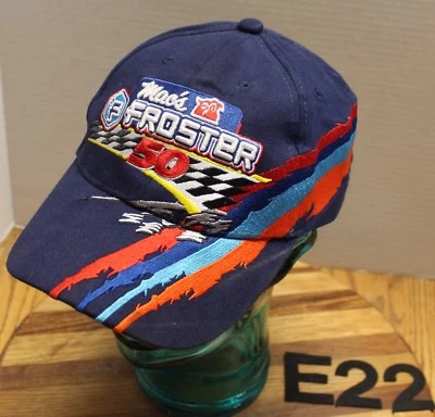 SOMBRERO DE CARRERAS MAC'S FROSTER 50 AZUL BORDADO CORREA AJUSTABLE EN MUY BUENA CONDICIÓN E22 Foto 1 de 3