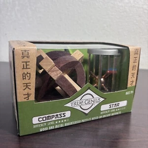 True Project Genius Compass Star Ages 14+ Two Puzzle Set Brain Teaser New NIP - Picture 1 of 11