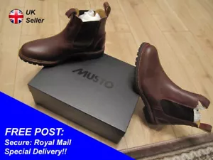 Men's MUSTO Gore-Tex Chelsea Boot - Chestnut US 8.5/UK 8.5/EU 42.5/AU 8 BNWT - Picture 1 of 15