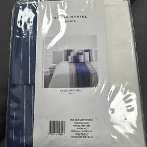 Sonia Rykiel Paris Pillowcase Rue Des Saint Peres Percale Cotton Blue White 25” - Picture 1 of 2
