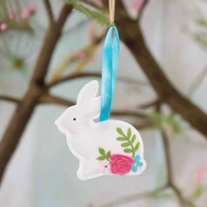 Primitive Country Spring Easter Easter Bunny Rosebud Ornament - Picture 1 of 2