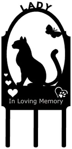 Kitty Cat Pet Memorial Grave Marker Sign Cemetery Stake Personalized Metal Art - Picture 1 of 5