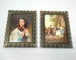 Set of 2 Small Gold Gilded Picture Frames Made In Italy For 2.25" x 3.25" Photos - Picture 1 of 7