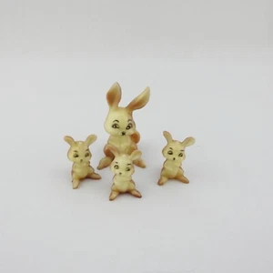 Vintage Wilton Rabbit Bunny Plastic Hong Kong Miniature Figure 2.25" 4pc Set L - Picture 1 of 6