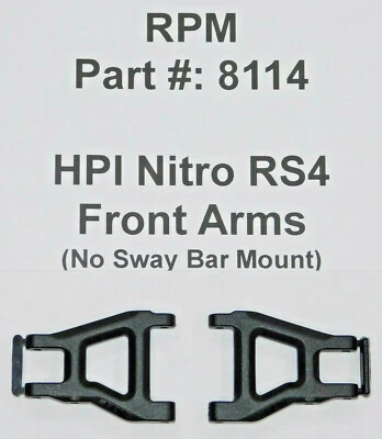 RPM #8114 Front Arms for HPI Racing Nitro RS4 (NO Sway Bar Mount) Vintage NOS  - Image 1 of 2