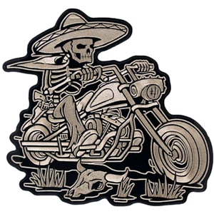 Sombrero Skeleton Biker Jacket Vest Back Patch - 11 X 10 Inch Iron on Sew on - Picture 1 of 1