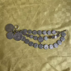 Uhrkette Münzkette echt Silber Antik Taschenuhrkette Münzen Charivari Taschenuhr - Bild 1 von 12