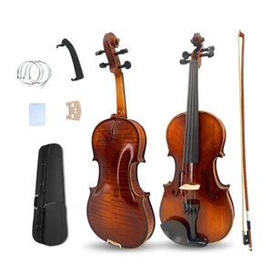 Kit de violín de 4 cuerdas 4/4 tamaño completo madera maciza violín ébano arce abeto accesorios - Imagen 1 de 8