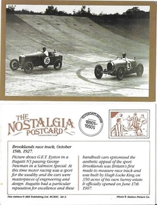 Postcard Brooklands 1927 Bugatti Salmson Special Racing Car Surrey - Nostalgia - Picture 1 of 3