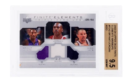 2003 Finite Kobe Bryant Michael Jordan Jason Kidd Patch 5/50 Bgs 9.5 Jersey 1/1 - Image 1 of 2