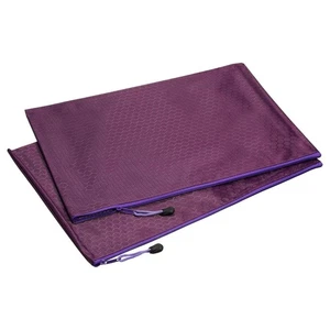 2pcs Waterproof Zipper File Bags, B4 Document Bills Folders Pencil Pouch, Purple - Picture 1 of 6