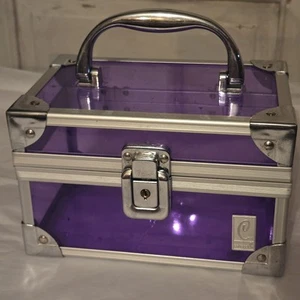 Vintage Purple Acrylic Transparent Caboodle Case/Silver Trim Makeup Jewelry - Picture 1 of 8