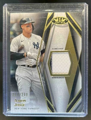 2022 Topps Tier One Aaron Judge Relics Design A Jersey #214/299 Yankees - Image 1 of 2