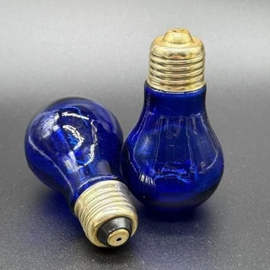Vintage Cobalt Blue Glass Lightbulbs Salt and Pepper Shakers Hong Kong - Picture 1 of 6