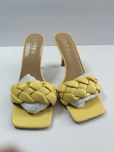 TORGEIS Maraca Braided High Heel Sandals Yellow Size 8.5 Retail $109NWT - Picture 1 of 10