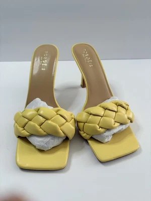 Sandálias de salto alto trançadas TORGEIS Maraca amarelas tamanho 8,5 varejo $109 novas com etiquetas - Imagem 1 de 4