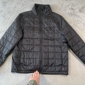 Lands End Jacket Mens Medium Black Primaloft Coat Quilted Puffer Long Padded - Picture 1 of 10