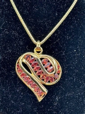 Дамы UTC серебро 925 гранат золотой тон сердце подвеска ожерелье - Изображение 1 из 4