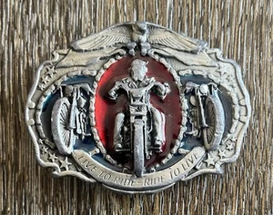 Vintage LIVE TO RIDE - RIDE TO LIVE Belt Buckle - Motorcycles Eagle Patriotic - Picture 1 of 4