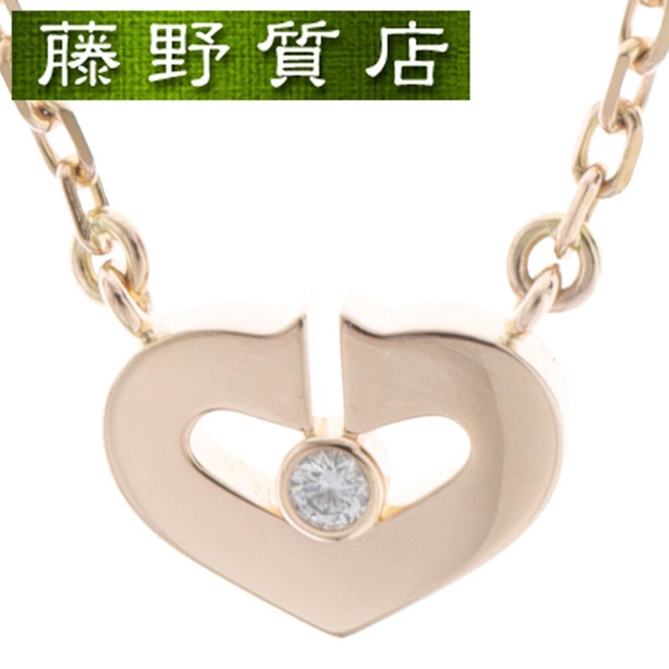 Collar Cartier () C Corazón Diamante 1PD K18 PG × 1 Piedra Colgante Usado FUJI-0 Foto 1 de 4