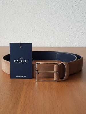 HACKETT Beige Suede Leather Belt, Size 80 cm, NEW with Tags - Imagen 1 de 4