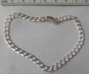 7" Zoll Sterlingsilber Doppel Glieder 4 mm Bettelarmband - Bild 1 von 3