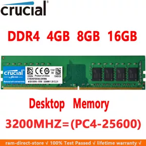 Crucial DDR4 16GB 8GB 4GB 3200 PC4-25600 288pins Desktop Memory Dimm Ram 1.2V - Picture 1 of 16