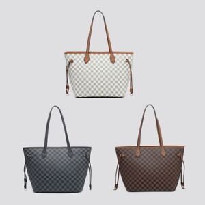 Women's Checkered Style Elegant Pattern Tote Bag Ladies Casual Shoulder Handbag