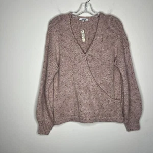 Madewell Women’s Wrap Front Pullover Sweater Medium Flecked Yarn Chunky Boho - Picture 1 of 6