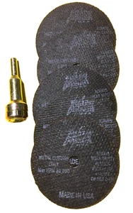 1/4"-3/8"  ARBOR ADAPTER DIE GRINDER CUT OFF BLADE W/ [5] 3/8" SHARK USA WHEELS - Picture 1 of 4