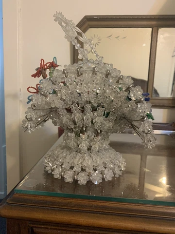 Beaded Floral Basket With Safety Pins & Beaded Flowers Cover