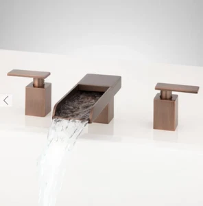 🔥 NEW Signature Hardware WILLIS WIDESPREAD WATERFALL FAUCET - OIL RUBBED BRONZE - Picture 1 of 3