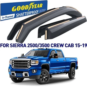 Rain Guards Vent Visors Shade for 15-19 GMC Sierra 2500HD/3500HD Crew Cab - Picture 1 of 7