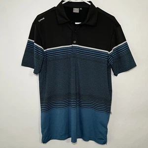 PING Sensor Cool Golf Polo Shirt Men Size Medium Black Blue Striped Short Sleeve - Picture 1 of 12