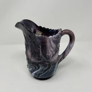 Vintage Imperial Milk Pitcher Purple Amethyst Slag Swirl Glass Windmill Design - Picture 1 of 8