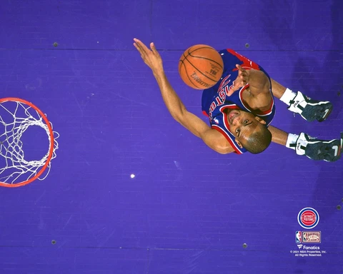 Grant Hill Detroit Pistons Unsigned Hardwood Classics Above The Rim Photograph Cover