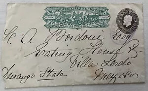 Wells Fargo Mexican Envelope San Francisco 5c Brown USA Imprint To Durango 1886 - Picture 1 of 3