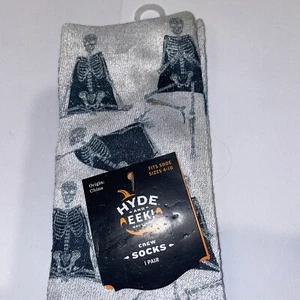 Hyde & EEK! Calze equipaggio donna taglia 4-10 scheletro scintillante Halloween - Foto 1 di 5