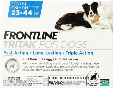 Frontline Plus Tritak Mejor remedio para la sarna de pulgas y garrapatas | Perros 23-44 libras | 6 dosis | Foto 1 de 3