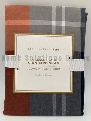 Caminante adolescente Pottery Barn farsa a cuadros naranja gris estándar #J1099 Foto 1 de 2