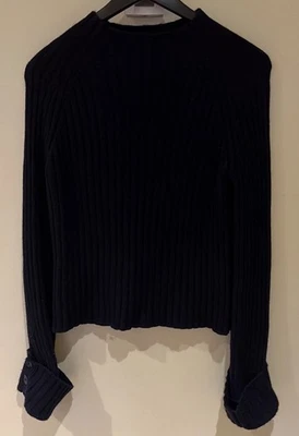 Acogedor suéter de lana y cachemir Vince para mujer azul marino oscuro talla XL puños con botones Foto 1 de 4