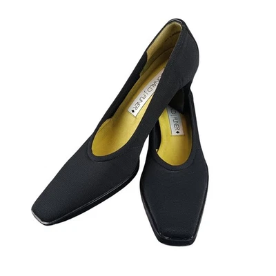 Zapatos de salón Donald J Pliner de tela negra punta cuadrada tacón bloque para mujer talla 8 N Foto 1 de 4