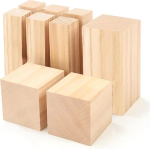 9 piezas bloques para tallar tilo, kit de bloques de madera para... - Imagen 1 de 7
