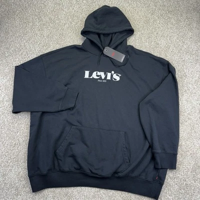 NUEVO Levis Pullover Sudadera con Capucha Para Hombres Relajado Talla 3XL Negro Blanco Logo Foto 1 de 4