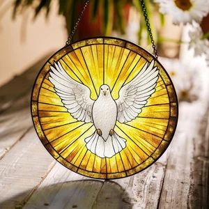 Amor Santo Paloma Vitral Atrapasol Decoración del Hogar, Regalo Atrapasol Religioso - Imagen 1 de 6