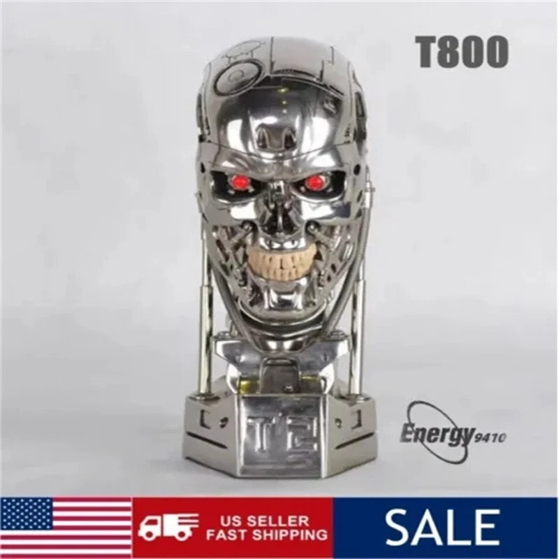Terminator T2 Arnold T800 1:1 Endoesqueleto Calavera Busto Estatua Resina LED Ojos NUEVO Foto 1 de 4