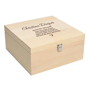 Personalisierte große quadratische Holzschatulle Gedenk Asche Urne Einäscherung menschlicher Erwachsener - Bild 1 von 3