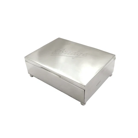 ANTIQUE GEORGE V STERLING SILVER BRIDGE BOX 1915 Cover