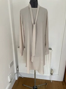 My Polo Beige Long Sleeved Dress With Tie Neck - Size M - Picture 1 of 9